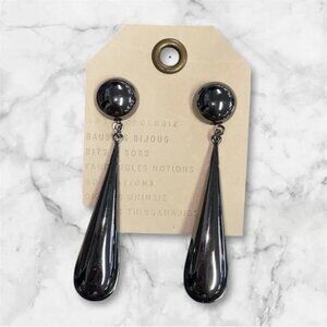NWT Anthropologie Black Chrome Dangle Earrings